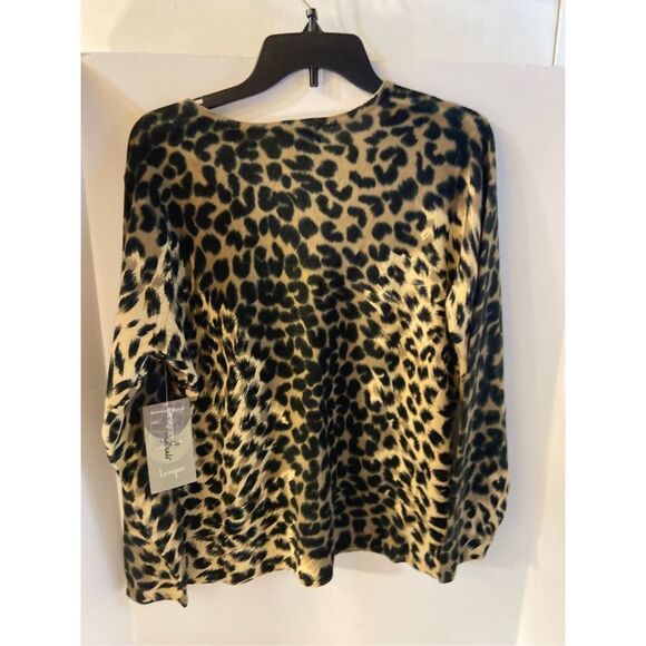 Designer originals leopard animal print sweater Xl new sequins black brown vneck - Picture 4 of 8
